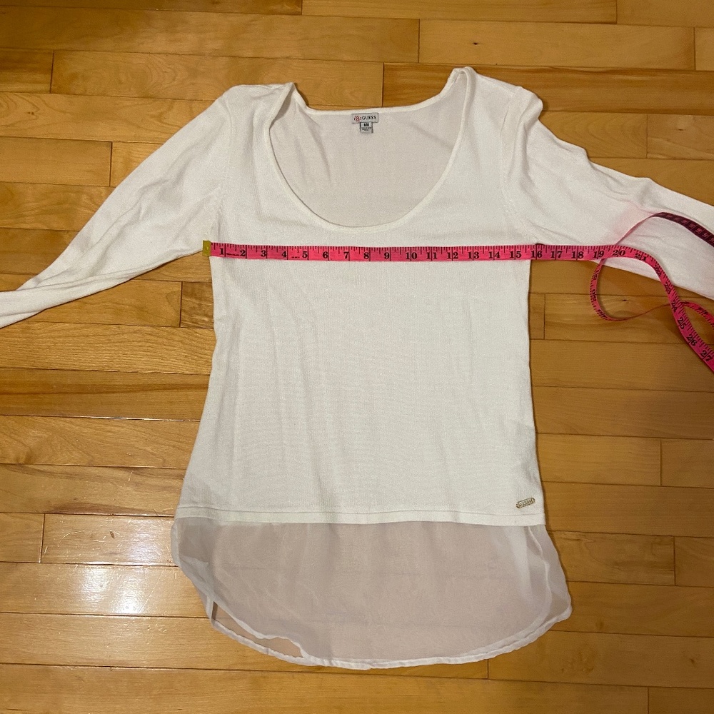 Guess Pullover Sweater with Chiffon Trim size Medium - Picture 6 of 10